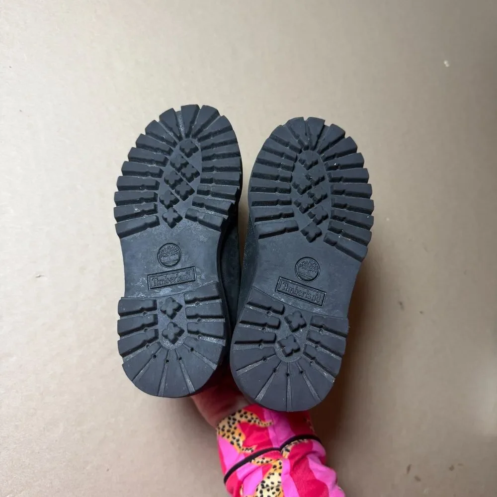 little kids black timberland boots padded leather rubber outsoles SZ 10M